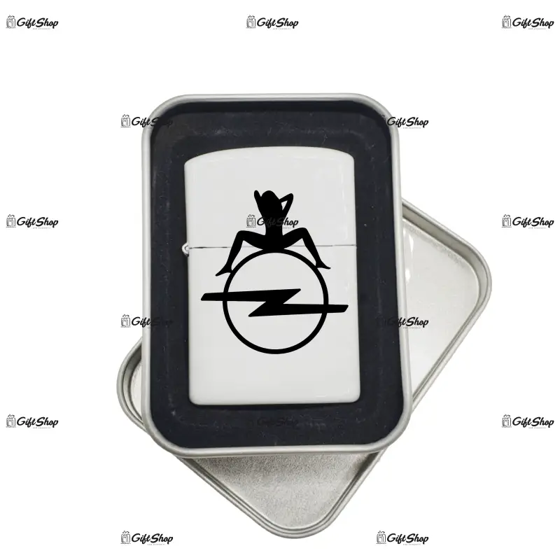 Opel, bricheta metalica gravata laser cu mesaj, model 3